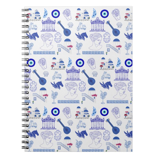 Caderno Espiral Greece Blue and White (Frente)