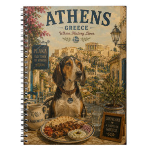 Caderno Espiral Greek Harehound em Atenas Arte de Viagem Vintage