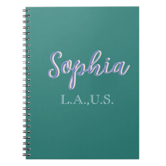Caderno Espiral GREEN add name girl boss text PURPLE elegant