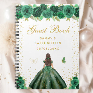 Caderno Espiral Green Floral Brunette Hair Princess Sweet