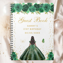 Caderno Espiral Green Floral Dark Skin Princess Guest Book