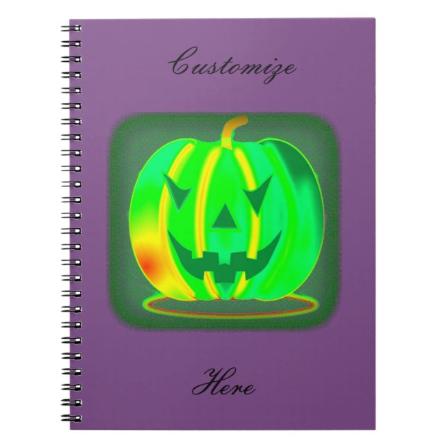 Caderno Espiral Green Jack o'lantern Halloween Thunder_Cove (Frente)