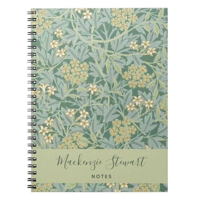 Caderno Espiral Green Jasmine Floral Pattern (Frente)