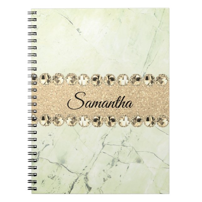 Caderno Espiral Green Marble Diamond Bling (Frente)