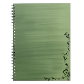 Caderno Espiral Green Notebook with Floral Accent – Stylish Journa