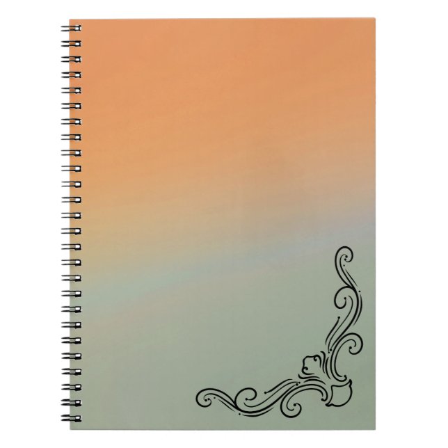 Caderno Espiral Green & Orange Ombre Notebook with Black Accent (Frente)
