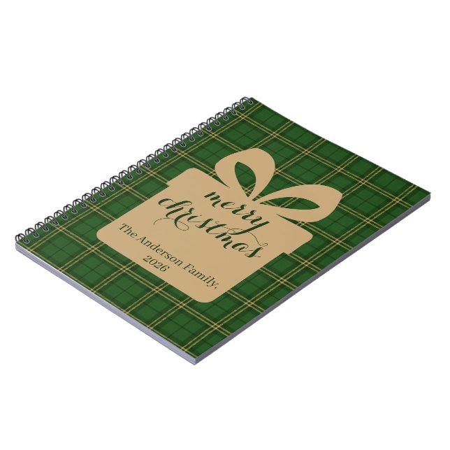 Caderno Espiral Green Plaid Christmas Festive Pattern -  (Left Side)