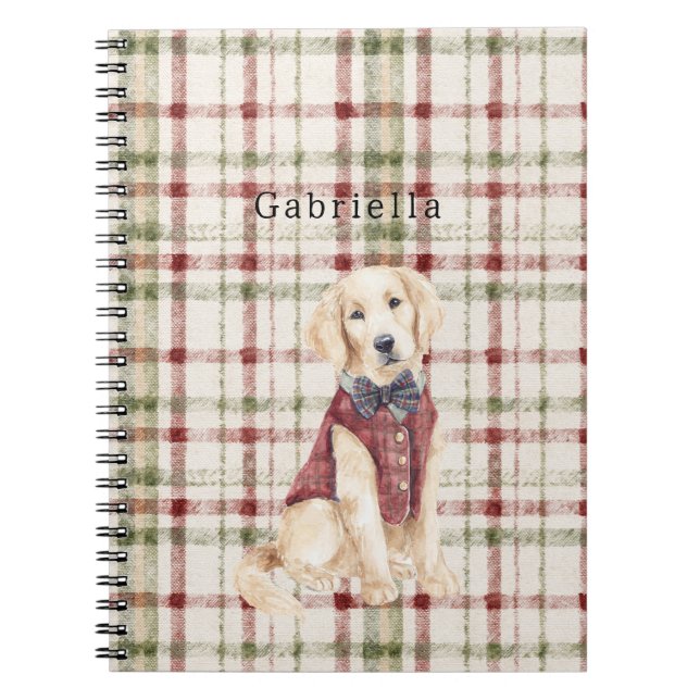 Caderno Espiral Green Red Cream Stripes Dog (Frente)
