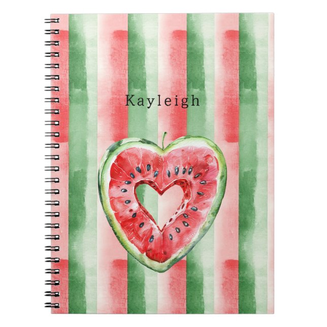 Caderno Espiral Green Red Heart Watermelon  (Frente)