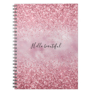 Caderno Espiral Grelha Brilhante Rosa Brilhante