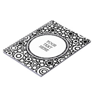 Caderno Espiral Grelha de pontos e círculos pretos + seu backgr. &