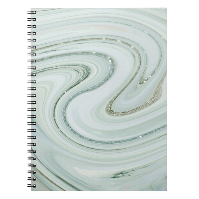 Caderno Espiral Grelha de Sparkle Elegante de Glitter de Prata de  (Frente)