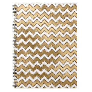 Caderno Espiral Grelha Dourada de Zigzag Branca