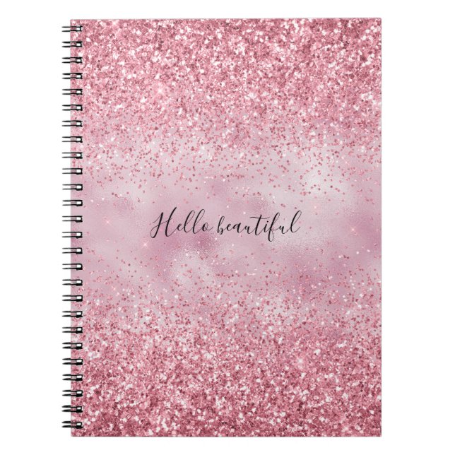 Caderno Espiral Grelha Glitter Girly Pink (Frente)