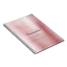 Caderno Espiral Grelha Rosa Brilhante Dourada Sparkle Confetti