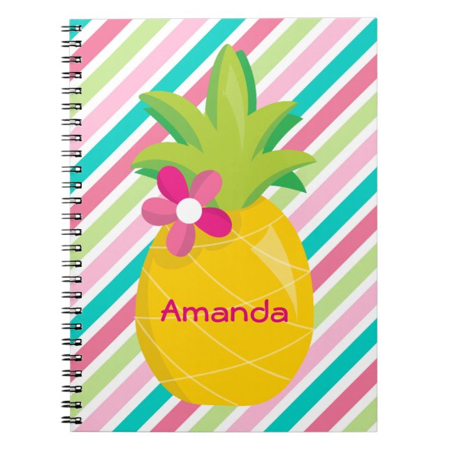 Caderno Espiral Grelhas cor-de-rosa Ananás amarelo (Frente)