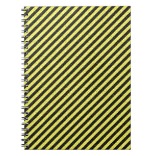 Caderno Espiral Grelhas Diagonais Finas Pretas e Amarelas