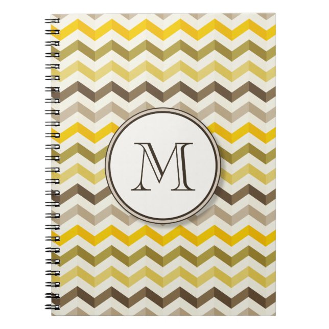 Caderno Espiral Grelhas Douradas de Tons Terrestres com Monograma  (Frente)