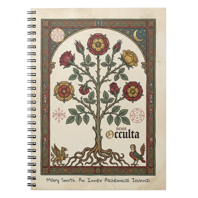 Caderno Espiral Grimório Alquímico Rosa Oculta (Frente)
