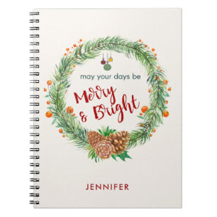 Caderno Espiral Grinalda alegre & brilhante do Natal