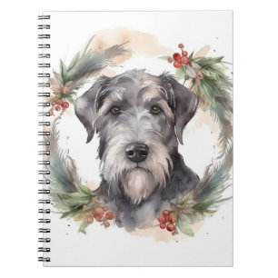 Caderno Espiral Grinalda de Natal do Wolfhound Festa do Cão