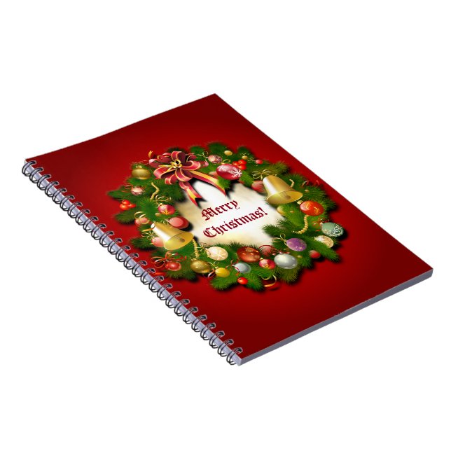 Caderno Espiral Grinalda do Xmas de Personalizable (Lado Direito)