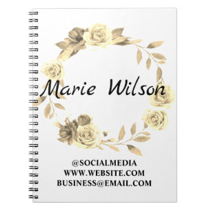 Caderno Espiral Grinalda floral simples e elegante adicione seu no