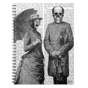 Caderno Espiral Gritando de mulher e crânio