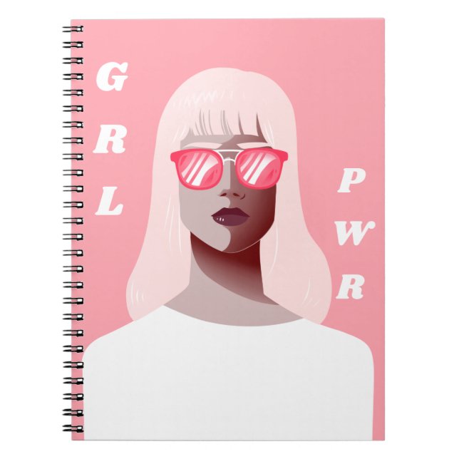 Caderno Espiral GRL PWR Moderna Ilustração Feminista  (Frente)