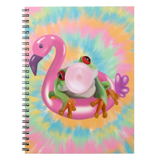 Caderno Espiral Groovy Bublegum soprando Sapo Tie Dye (Frente)