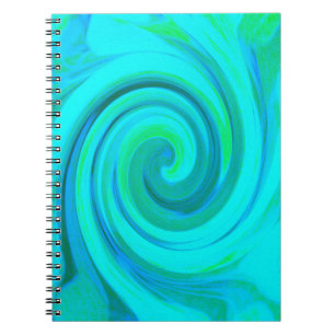 Caderno Espiral Groovy Cool Abstract Aqua Liquid Art Swirl