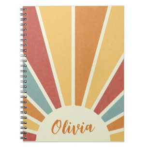 Caderno Espiral Groovy grunge retro style sunshine design