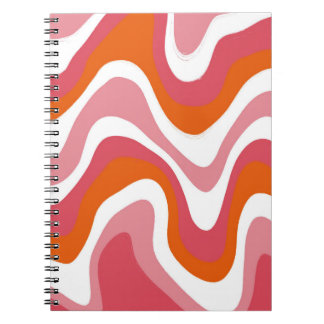 Caderno Espiral Groovy Líquido Laranja e Rosa Ondulado