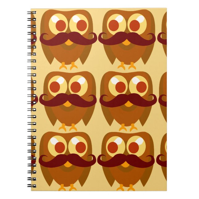 Caderno Espiral Groovy Mustache Owls (Frente)