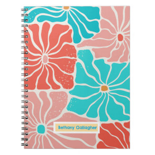 Caderno Espiral Groovy Retro Floral   Espiral Personalizado