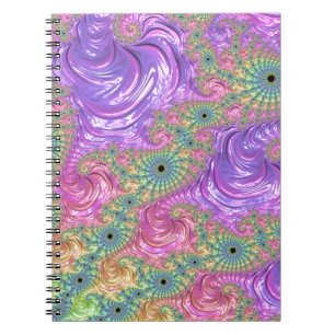 Caderno Espiral Groovy Trippy Boho Jewel Tone Rainbow Fractal