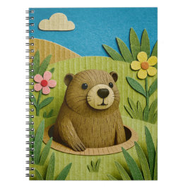 Caderno Espiral Groundhog em sua aranha, estilo cardboard