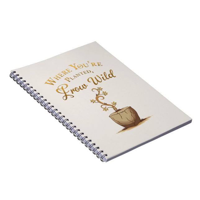 Caderno Espiral Grow Wild – Elegant Gold Leaf Travel Journal (Lado Direito)
