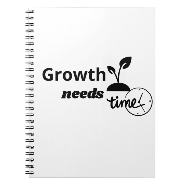 Caderno Espiral Growth Needs Time – Minimal Motivational Quote Pos (Frente)