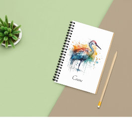 Caderno Espiral Grua Graciosa: Arte com Aquarela, personalizada