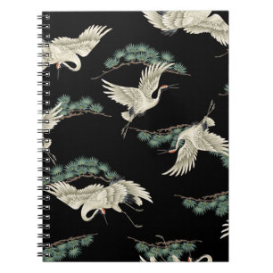 Caderno Espiral grua japonesa elegante: representação artística.