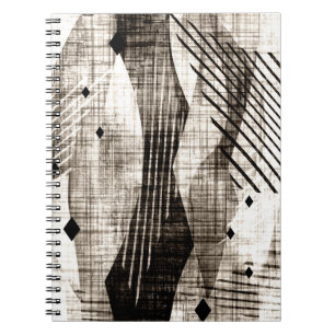 Caderno Espiral Grunge abstrato geométrico bege preto