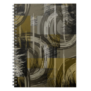 Caderno Espiral Grunge abstrato, marrom monocromático