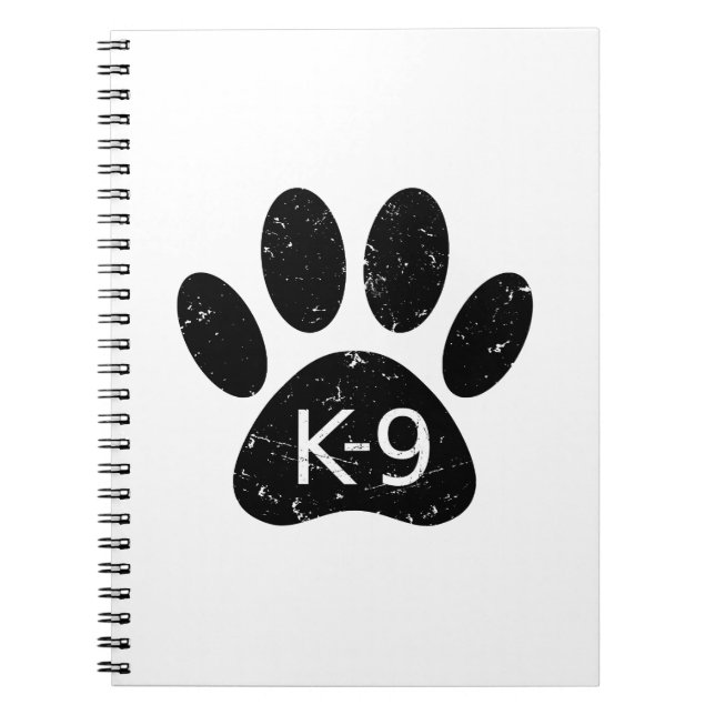 Caderno Espiral Grunge Cachorro Distante Pata K-9 (Frente)