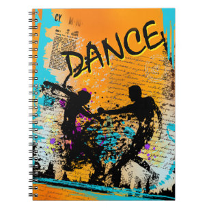 Caderno Espiral Grunge da dança - coreógrafo, dançarino, instru