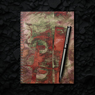Caderno Espiral Grunge De Grafite Pintado Ferrugem Vermelha de out