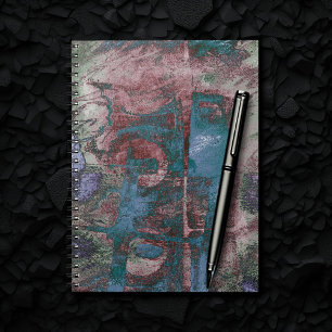 Caderno Espiral Grunge de Grafite pintado Ruim Vermelho Azul Tau