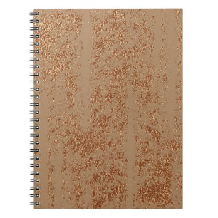 Caderno Espiral Grunge design. Fundo brilhante de cobre. Metálica