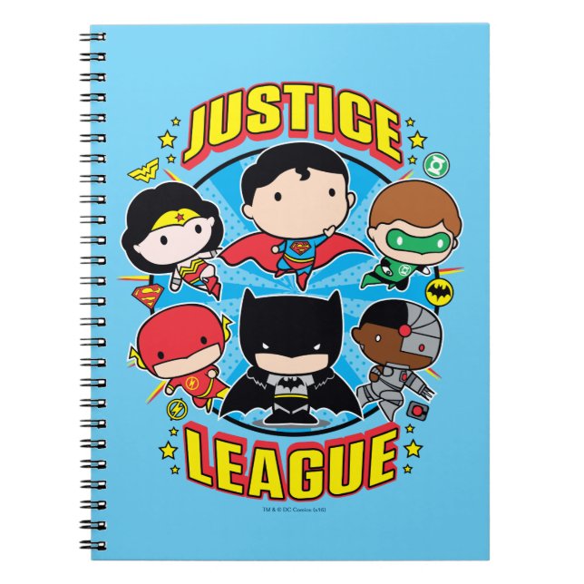 Caderno Espiral Grupo da Liga da Justiça Chibi (Frente)