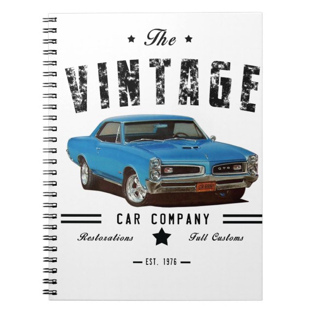 Caderno Espiral GTO Azul da Empresa carro vintage (Frente)